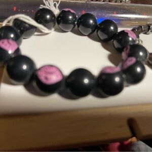 Black and Pink Beaded Bracelet
